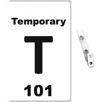 Custom Printed Numbered PVC Temporary Badges + Strap Clips - 10 pack